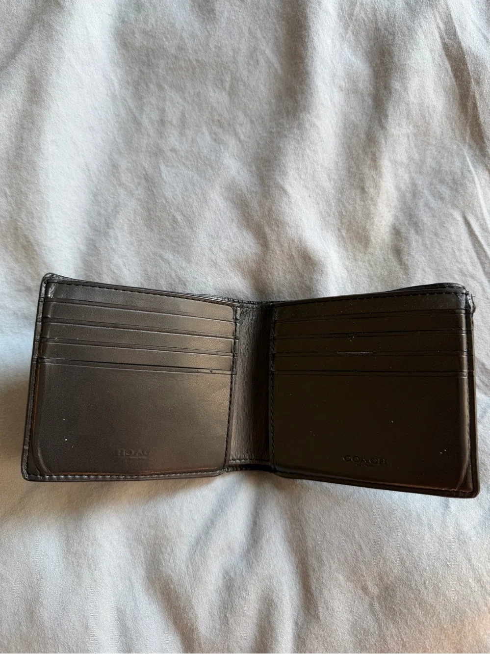 Coach Men's Black and Blue Plaid Leather Bifold Wallet